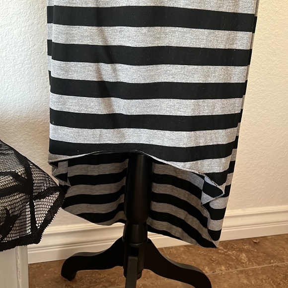 *SOLD* Just Love Black & Gray Striped Maxi High Low Dress - Picture 6 of 10